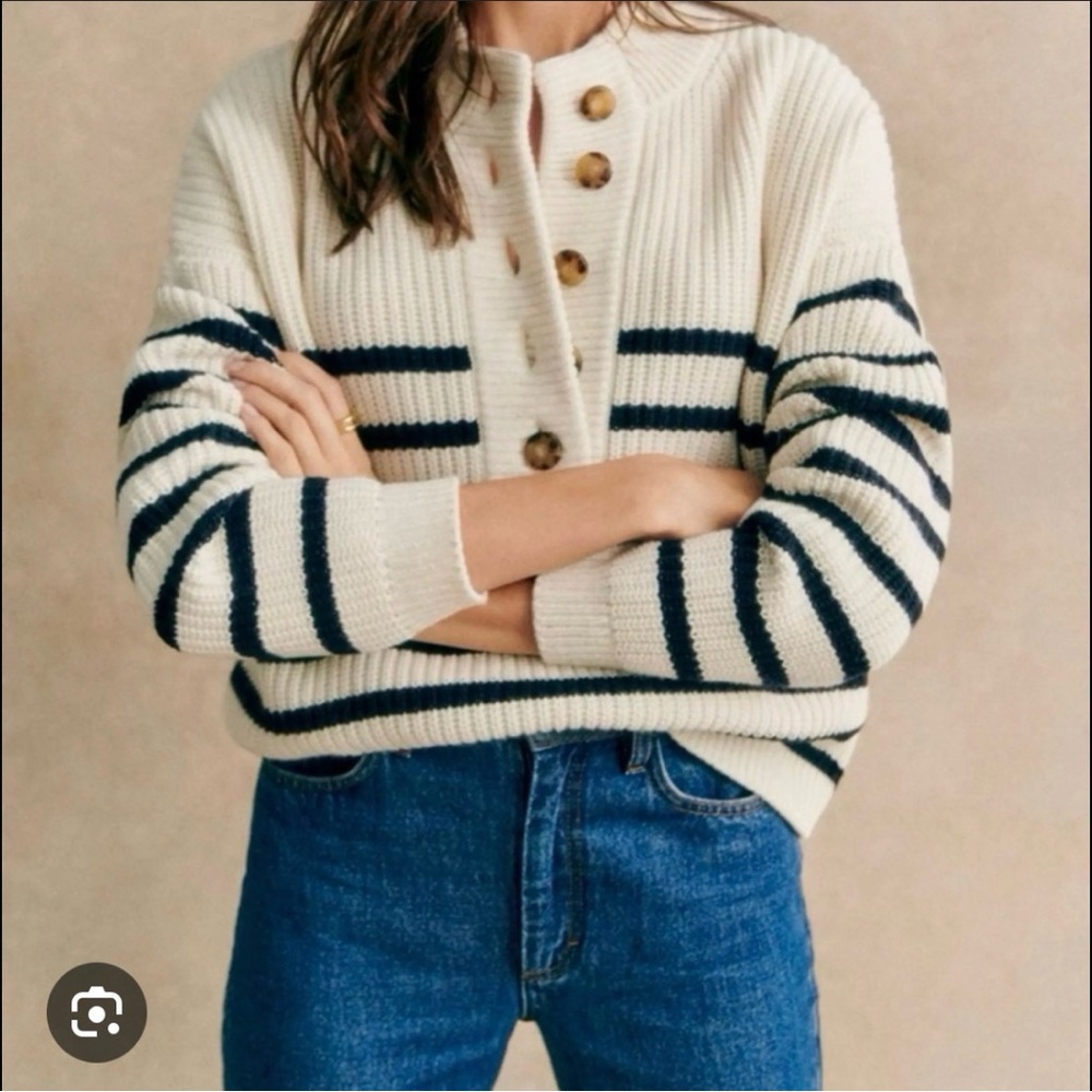 Sezane Lucas striped Button-Up Women Sweater